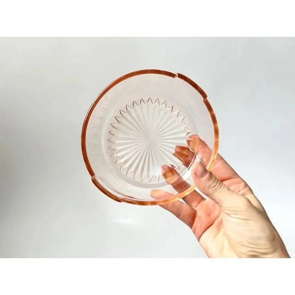 Vintage Pink Depression Glass Starburst Design Jeannette 1930's made Decorative - Picture 2 of 9